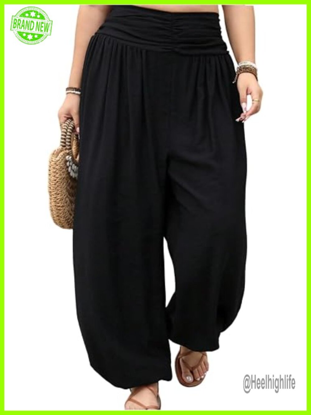 Plus Size Harem Pants Boho Lounge Pants Loose Fit Barrel Leg Palazzo Trousers